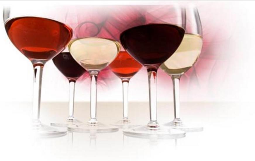 Diferentes copas de vino: blanco, tinto, rosado, clarete